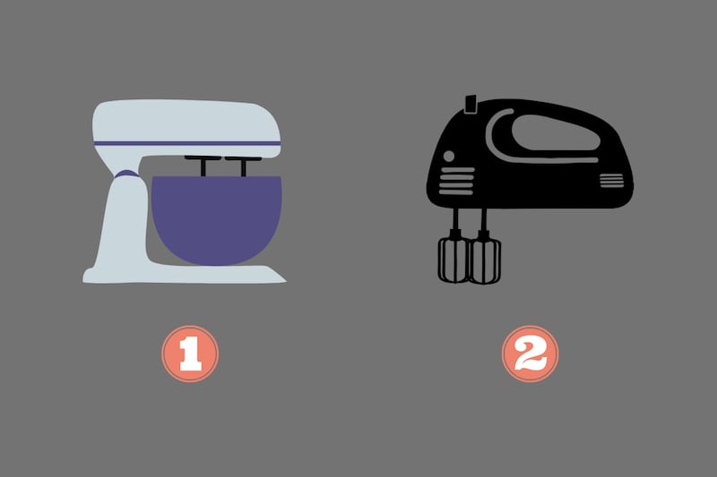 dos batidoras en este test de personalidad: la primera una de pedestal, y la segunda una para ocupar a mano.