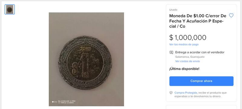 Esta es la moneda por la que piden un millón de pesos.