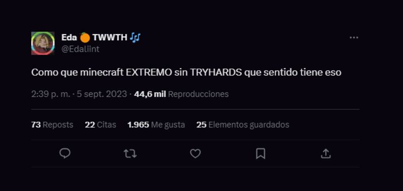 Usuarios en X (Twitter) criticando que no hayan tryhards en Minecraft Extremo 2.