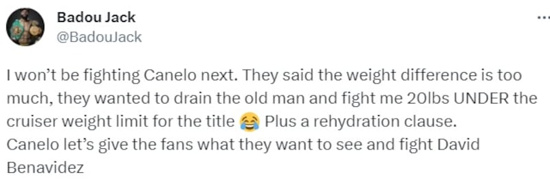 Badou Jack rechazó pelear con Canelo Álvarez.