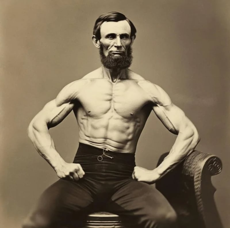 Abraham Lincoln con cuerpo atlético, según la IA.