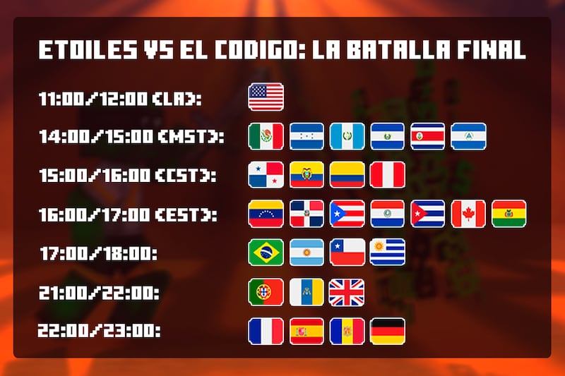 Horarios de la batalla final de Etoiles contra el código.