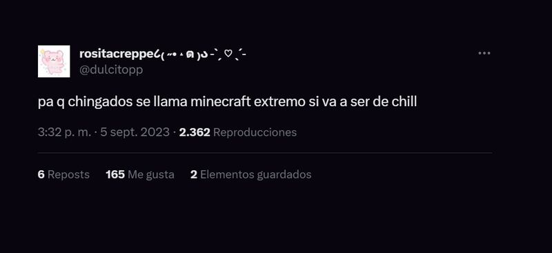 Usuarios en X (Twitter) criticando que no hayan tryhards en Minecraft Extremo 2.